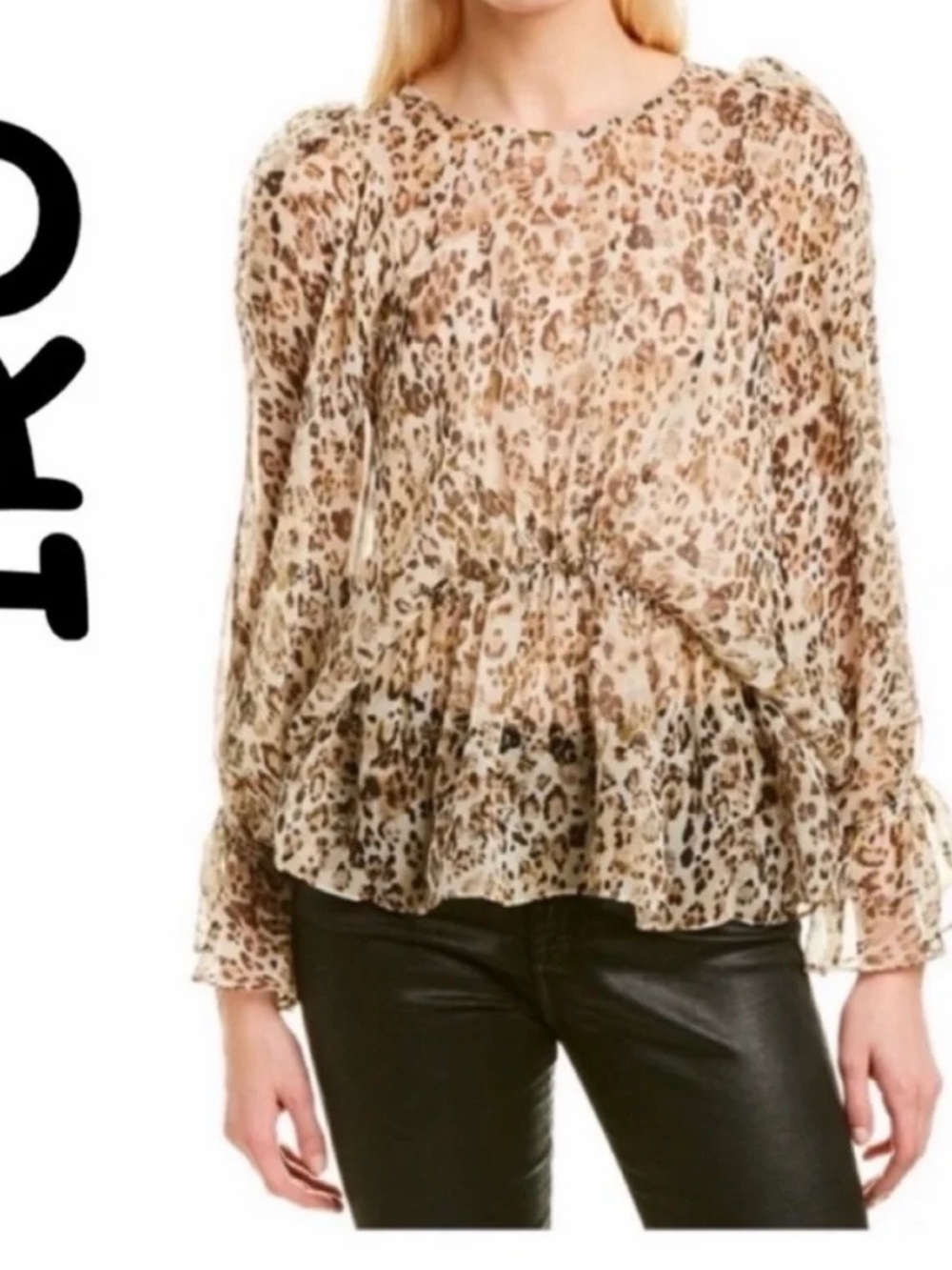 IRO Leopard Print Peplum Blouse - Beige/Brown